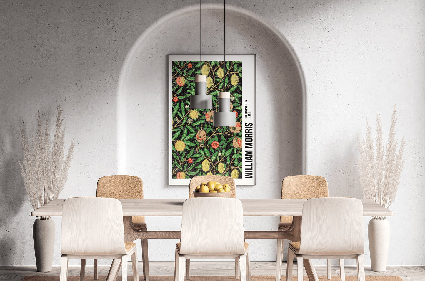 William Morris Exhibition Poster with Fruit Pattern Art Nouveau, Home Decor Wall Art