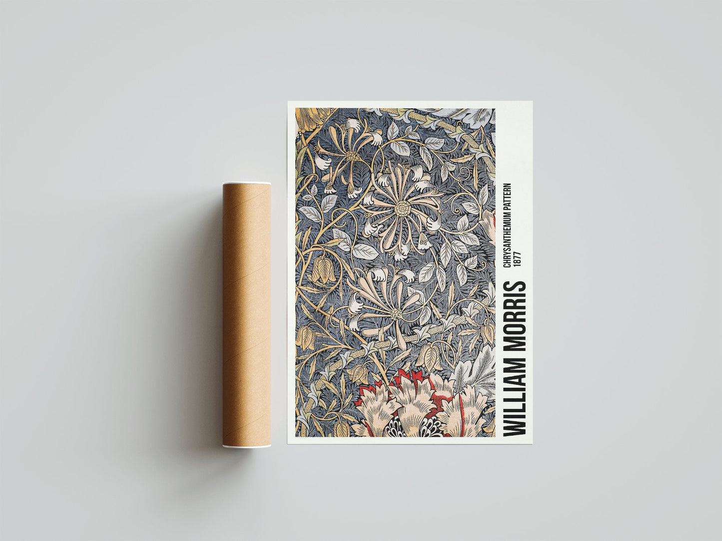 William Morris Exhibition Poster, William Morris Print, Art Nouveau, Honeysuckle Pattern, Fabric Textured Background, Victorian, Home Decor