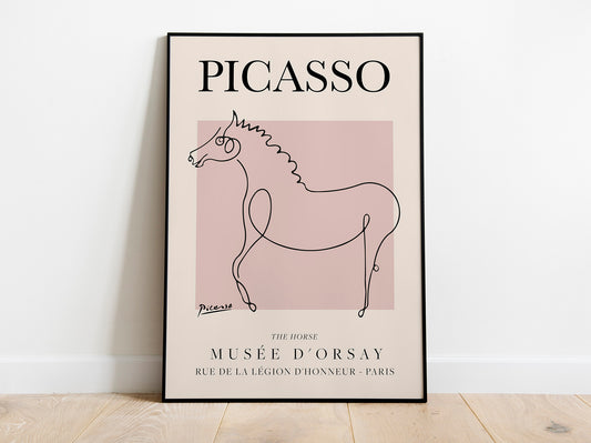 Picasso - The Horse, Exhibition Vintage Line Art Poster, Minimalist Line Drawing, Ideal Home Decor or Gift Print
