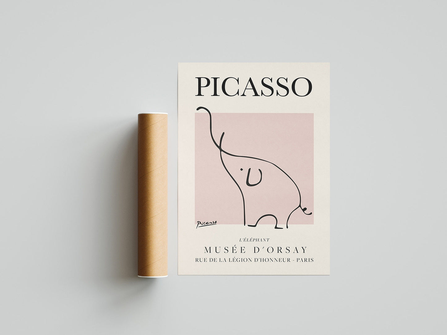 Picasso - Elephant, Exhibition Vintage Line Art Poster, L'éléphant Minimalist Line Drawing, Ideal Home Decor or Gift Print