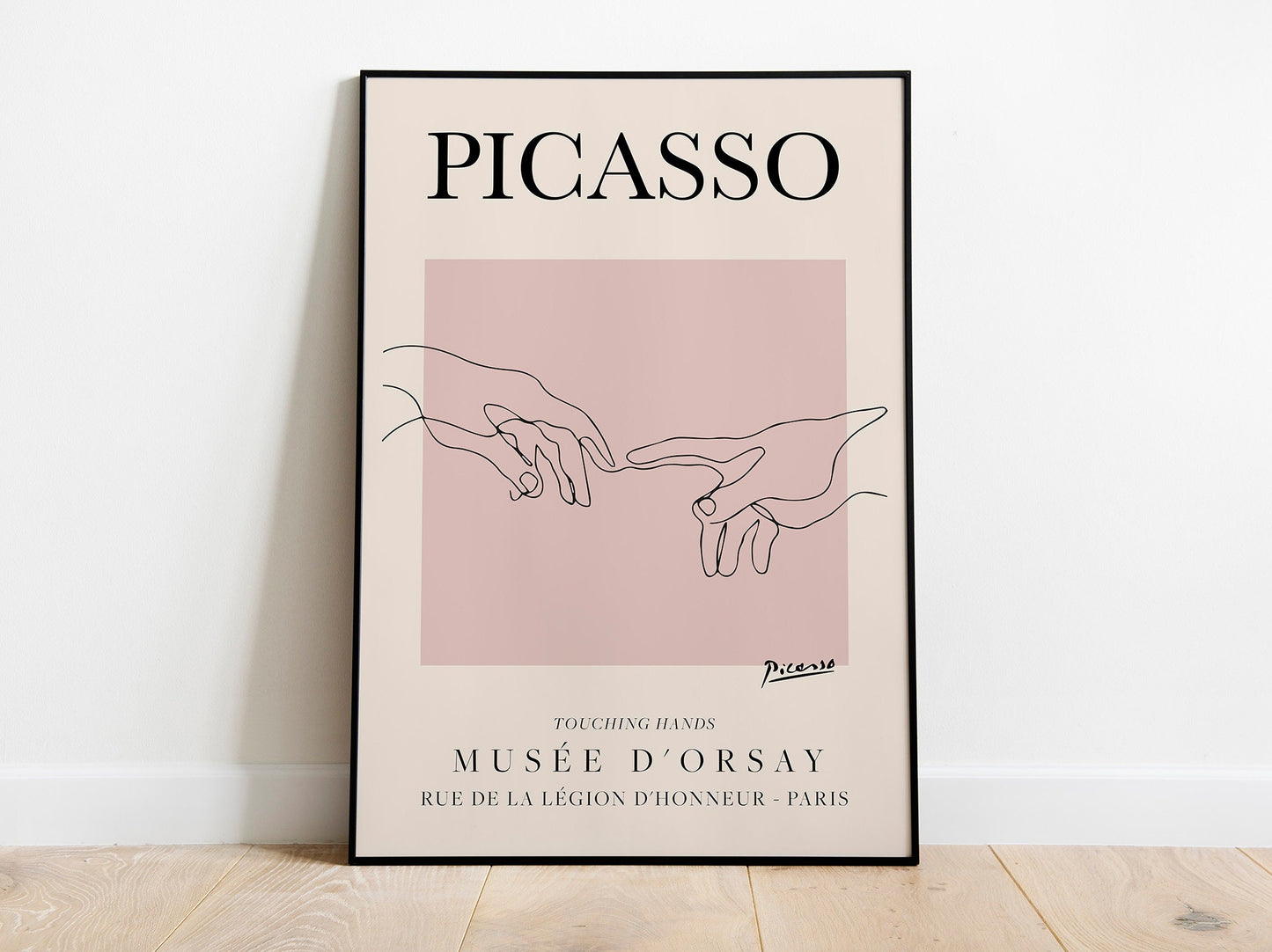 Picasso - Touching Hands, Exhibition Vintage Line Art Poster, Minimalist Line Drawing, Ideal Home Decor or Gift Print
