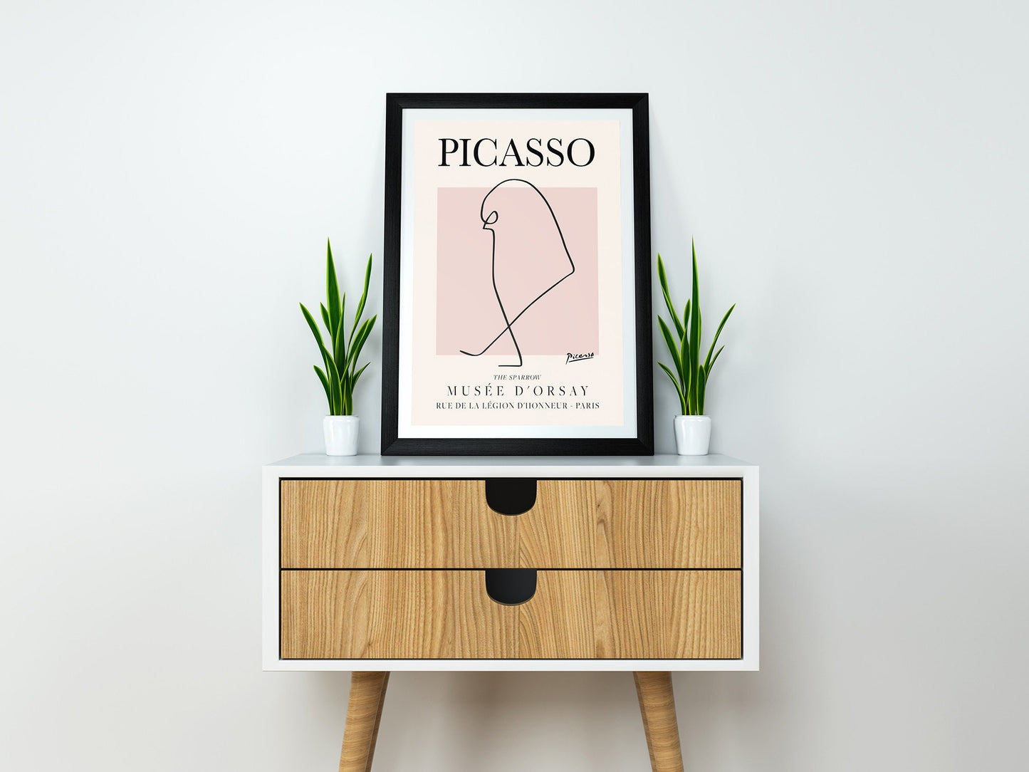Picasso - Sparrow, Exhibition Vintage Line Art Poster, L'éléphant Minimalist Line Drawing, Ideal Home Decor or Gift Print