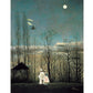 Carnival goers in the moonlight | Carnival Evening | Night art | Autumn wall art | Dark, gothic art | Self-taught artist | Henri Rousseau