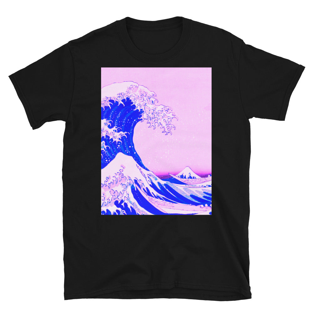 the great wave remix in baby pink and blue T-shirt
