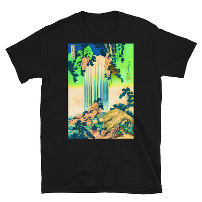 yoro waterfall in mino province remix in green T-shirt