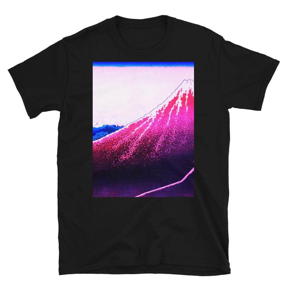 shower below a summit remix in blue and red  T-shirt