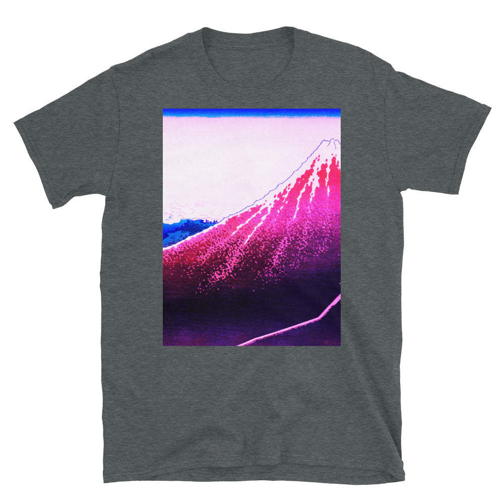 shower below a summit remix in blue and red  T-shirt