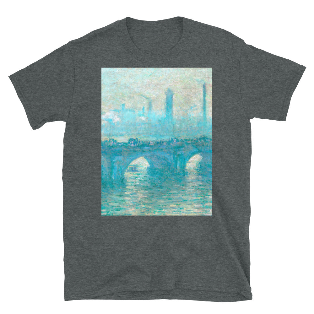 monet bridge painting blue green T-shirt