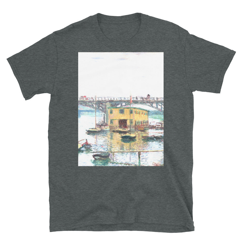 monet bridge boats painting T-shirt