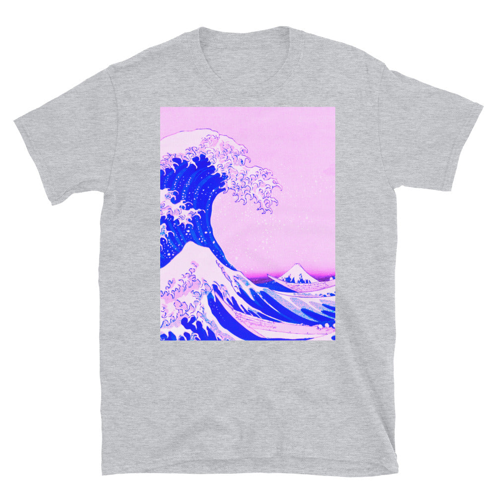 the great wave remix in baby pink and blue T-shirt