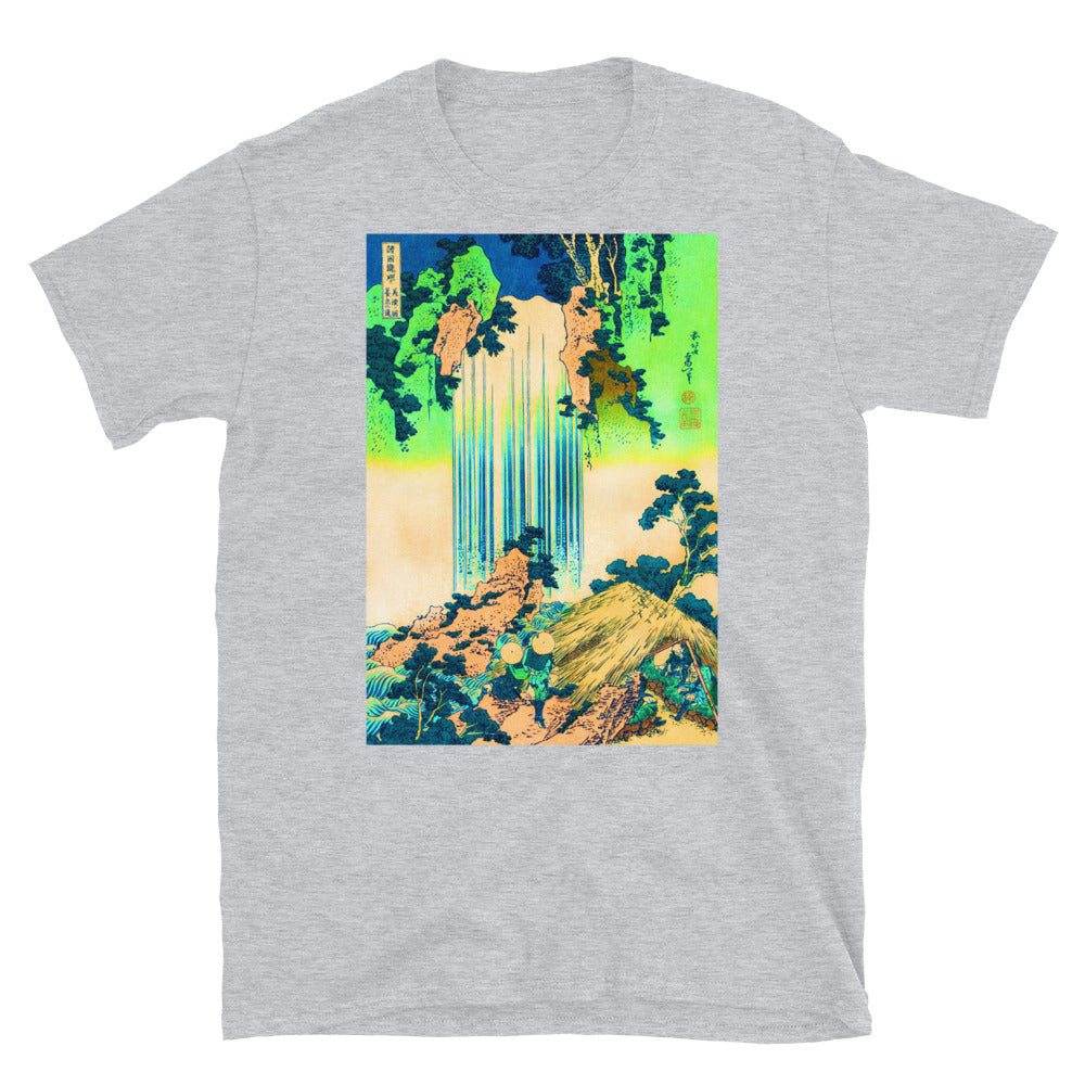 yoro waterfall in mino province remix in green T-shirt