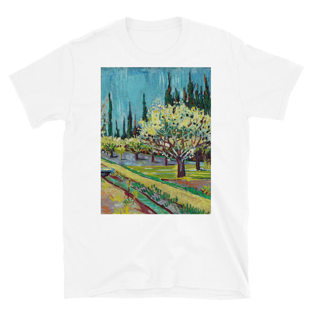 orchard bordered by cypresses 1888 by vincent van gogh T-shirt